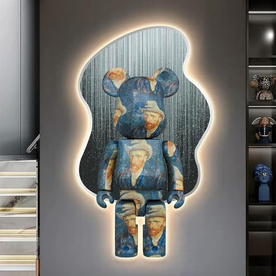Tranh tráng gương 3D Led Gấu Kwas bearick 