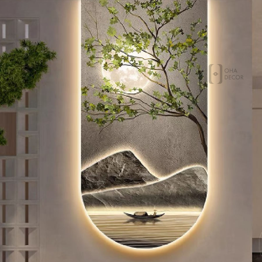 Tranh Tráng Gương 3D Led Phong Cảnh