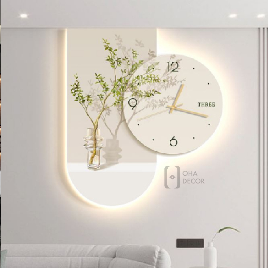 Tranh Treo Tuong Trang Guong Cao Cap 3D LED Dong Ho Va Hoa Trang Tri Nha Quan Ca Phe Toi Gian OHA Decor - Tranh Đèn Led 3D Nghệ Thuật Mà Bạn Nên Biết – OhaDecor