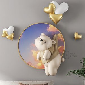 Tranh tráng gương 3D Led Gấu