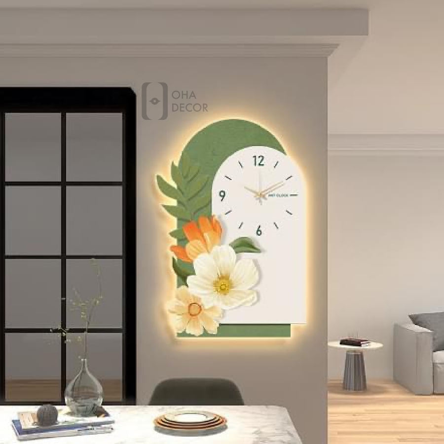 tranh 3d led dong ho va hoa ohadecor 2 1