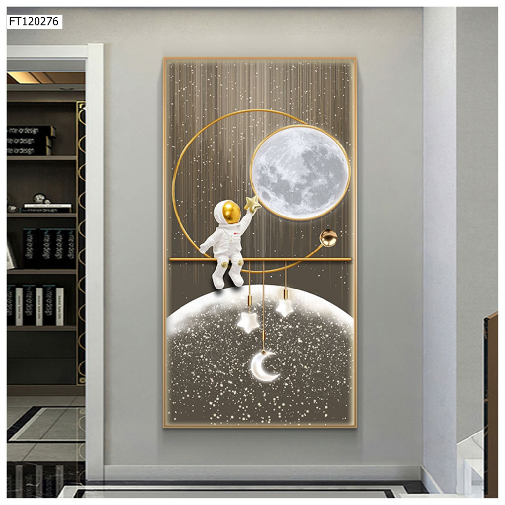 tranh 3d led đính đá phi hành gia