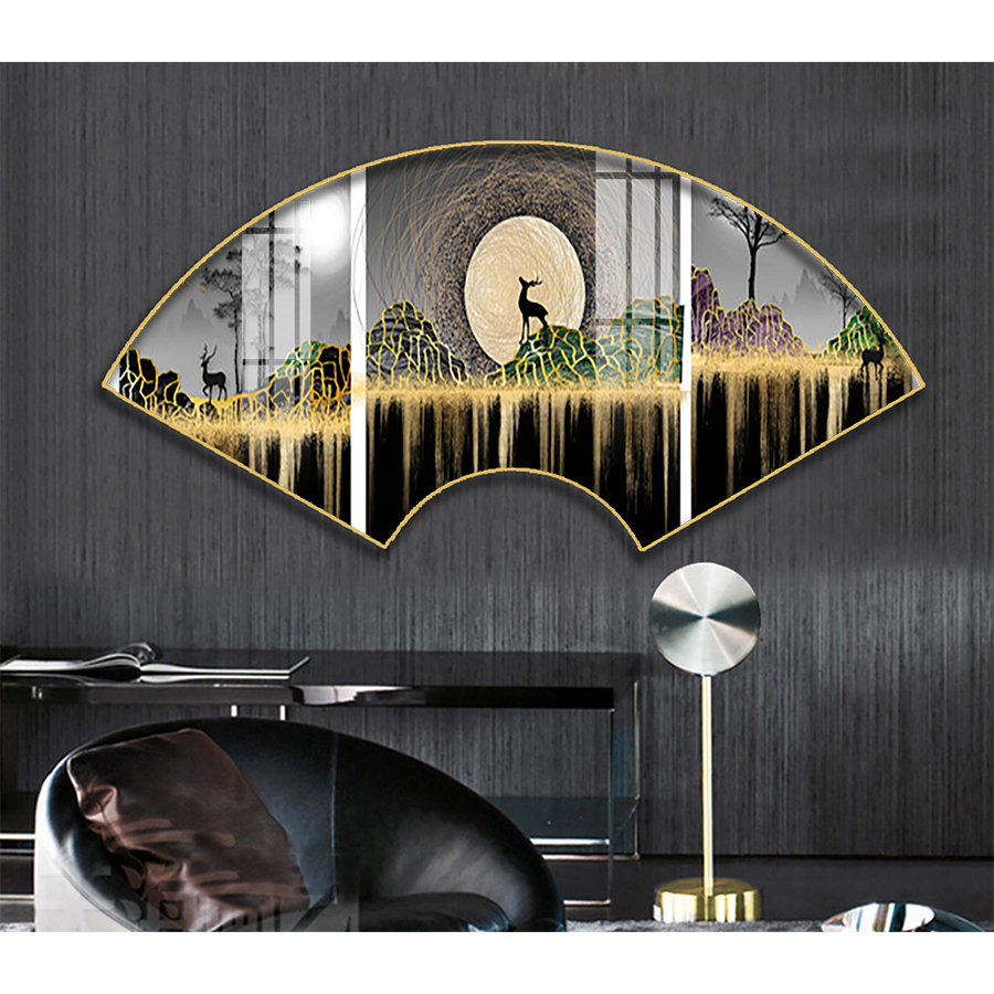 Tranh Quat Trang Guong Cao Cap Treo Tuong Phong Khach Ngu Bep Dac Sac OHA Decor 1 - Tranh Quạt Tphcm Cho Phòng Khách 