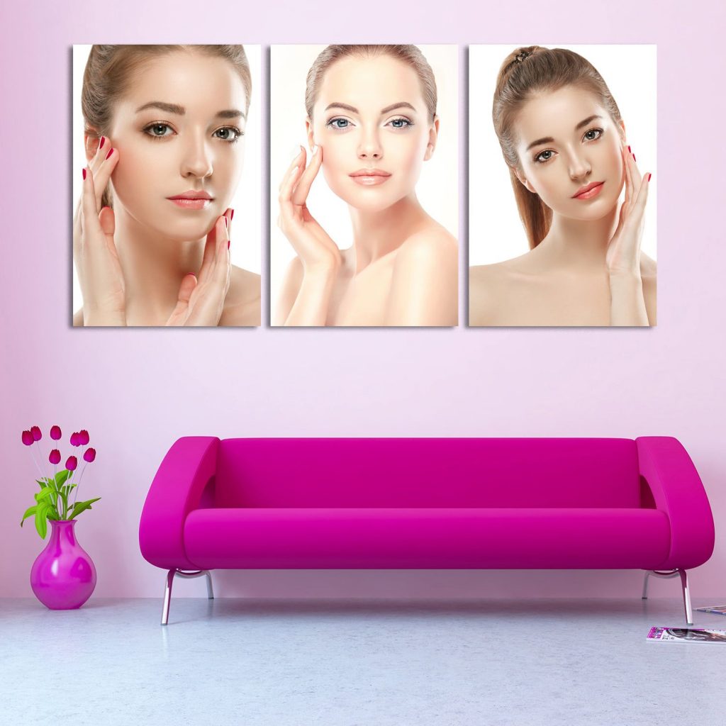 Tranh đèn LED nụ cười xinh cho thẩm mỹ viện 