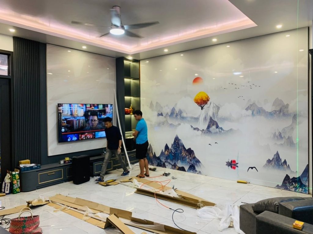 tranh tráng gương ốp tường Hà Tĩnh theo yêu cầu