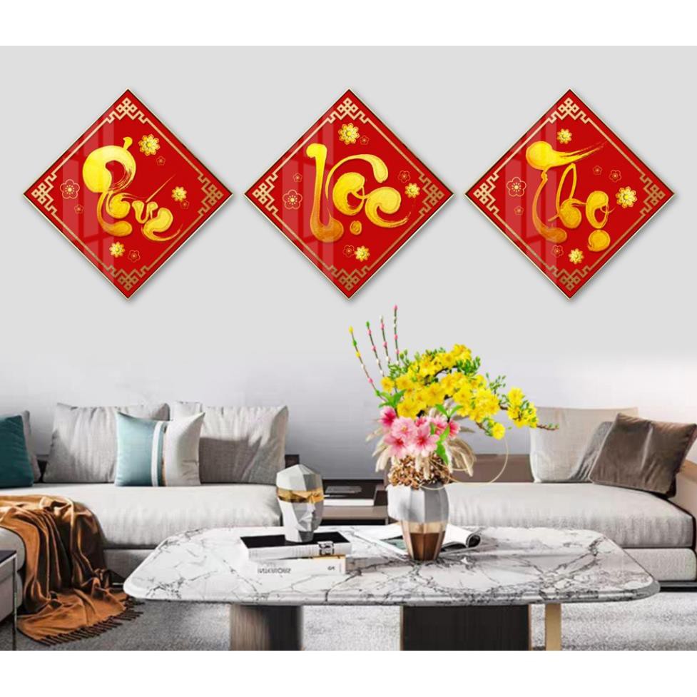 tranh tráng gương phúc lộc thọ khắc chữ