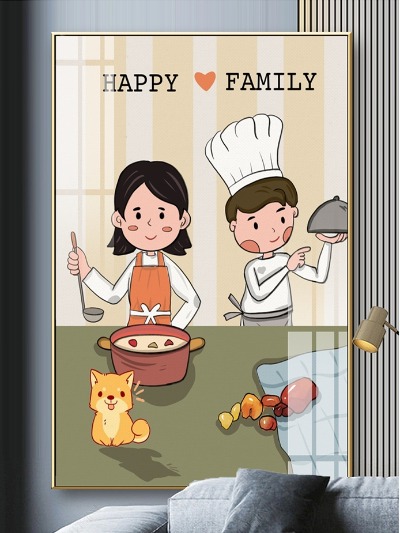 tranh chân dung gia đình nấu ăn