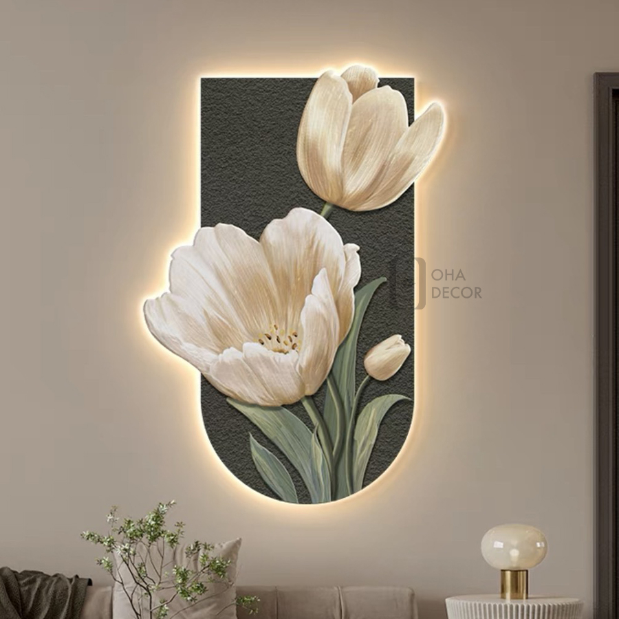 tranh tráng gương 5D hoa tulip