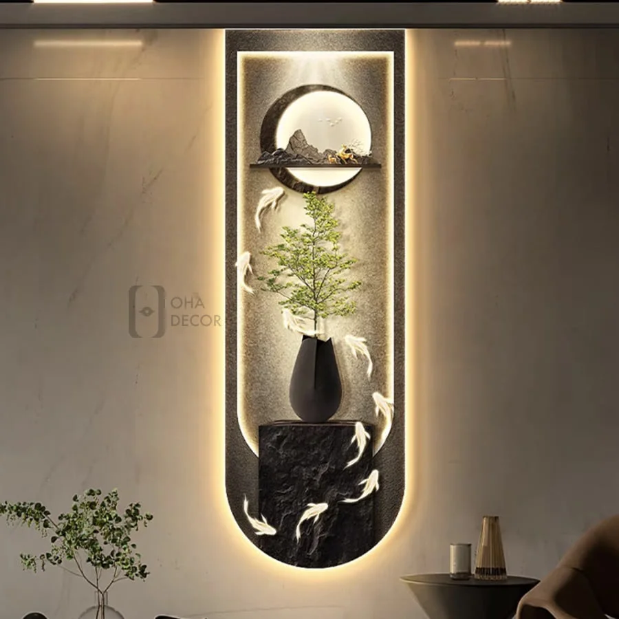 SKU 0101 2 2 - Tranh Treo Tường Led Cắt 3D Cửu Ngư