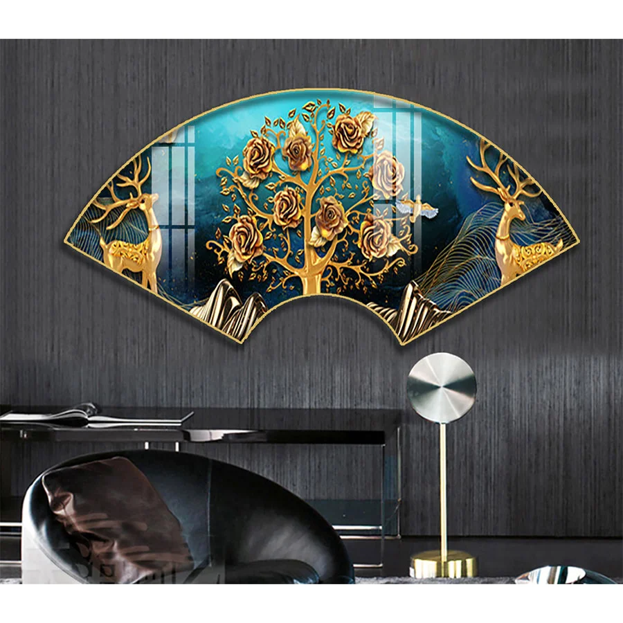 Tranh Quat Trang Guong Cao Cap Kieu Dang Sang TRong Treo Tuong Cho Phong Tra Quan An OHA Decor 2 2 - TRANH QUẠT Ở PHÚ THỌ TRỪU TƯỢNG ĐẸP NHẤT HIỆN NAY