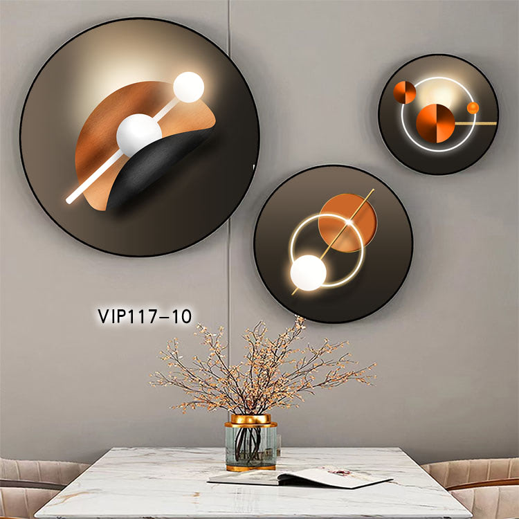 VIP117 10 2 - Bộ 3 tranh tròn treo tường tráng gương Trang trí phòng khách
