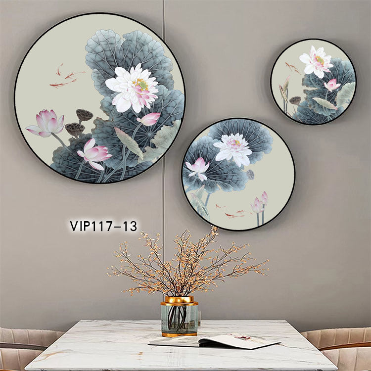 VIP117 13 2 - Bộ 3 tranh tròn treo tường tráng gương Trang trí phòng khách
