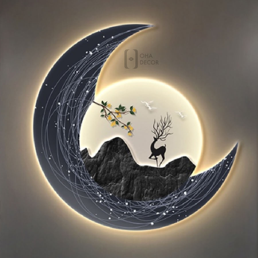 tranh 3d led cat mat trang va huou ohadecor 8 - Tranh 3d Led Cắt Mặt Trăng Và Hươu