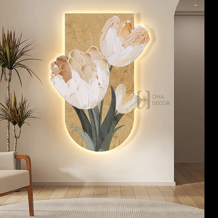 tranh trang guong 3d led hoa tulip ohadecor 1 1 - Tranh Tráng Gương 3D LED Hoa Tulip