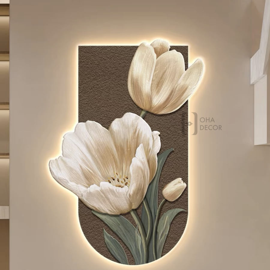 tranh trang guong 3d led hoa tulip ohadecor 3 1 - Tranh Tráng Gương 3D LED Hoa Tulip