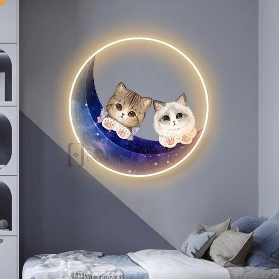 tranh trang guong 3d led nhung chu meo ohadecor 2 1 - Tranh Tráng Gương 3D LED Những Chú Mèo