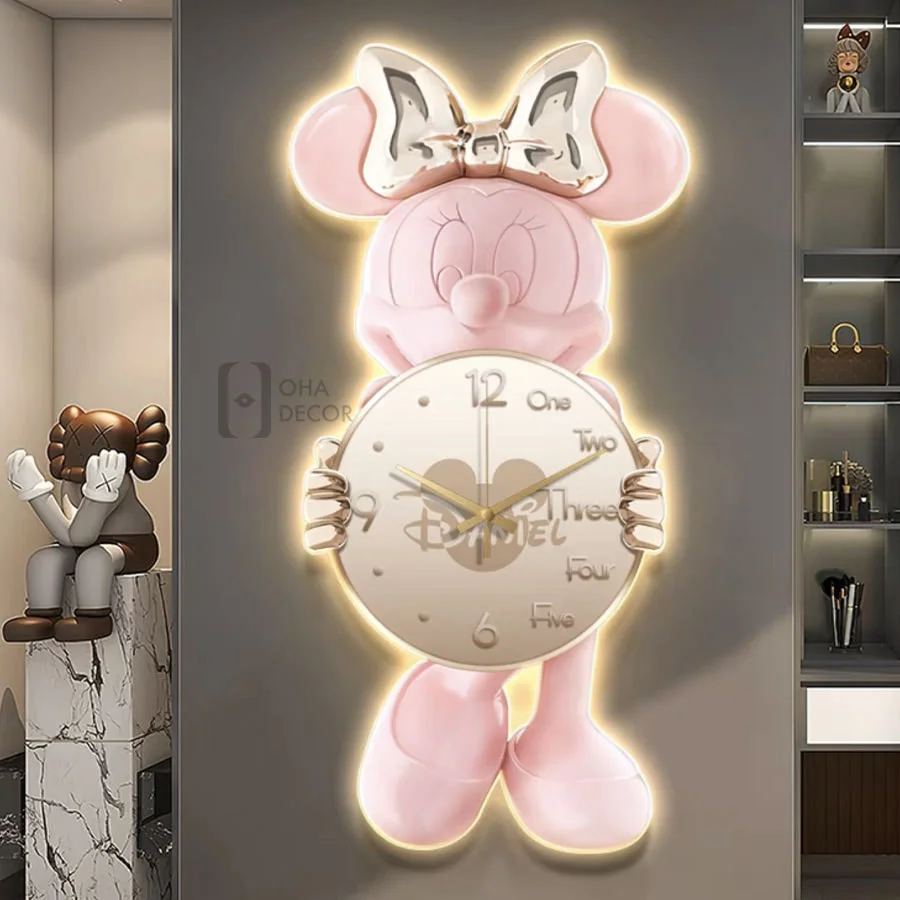 tranh treo tuong dong ho den 3d led mickey 4 1 - Tranh Treo Tường Đồng Hồ Đèn 3D LED Mickey