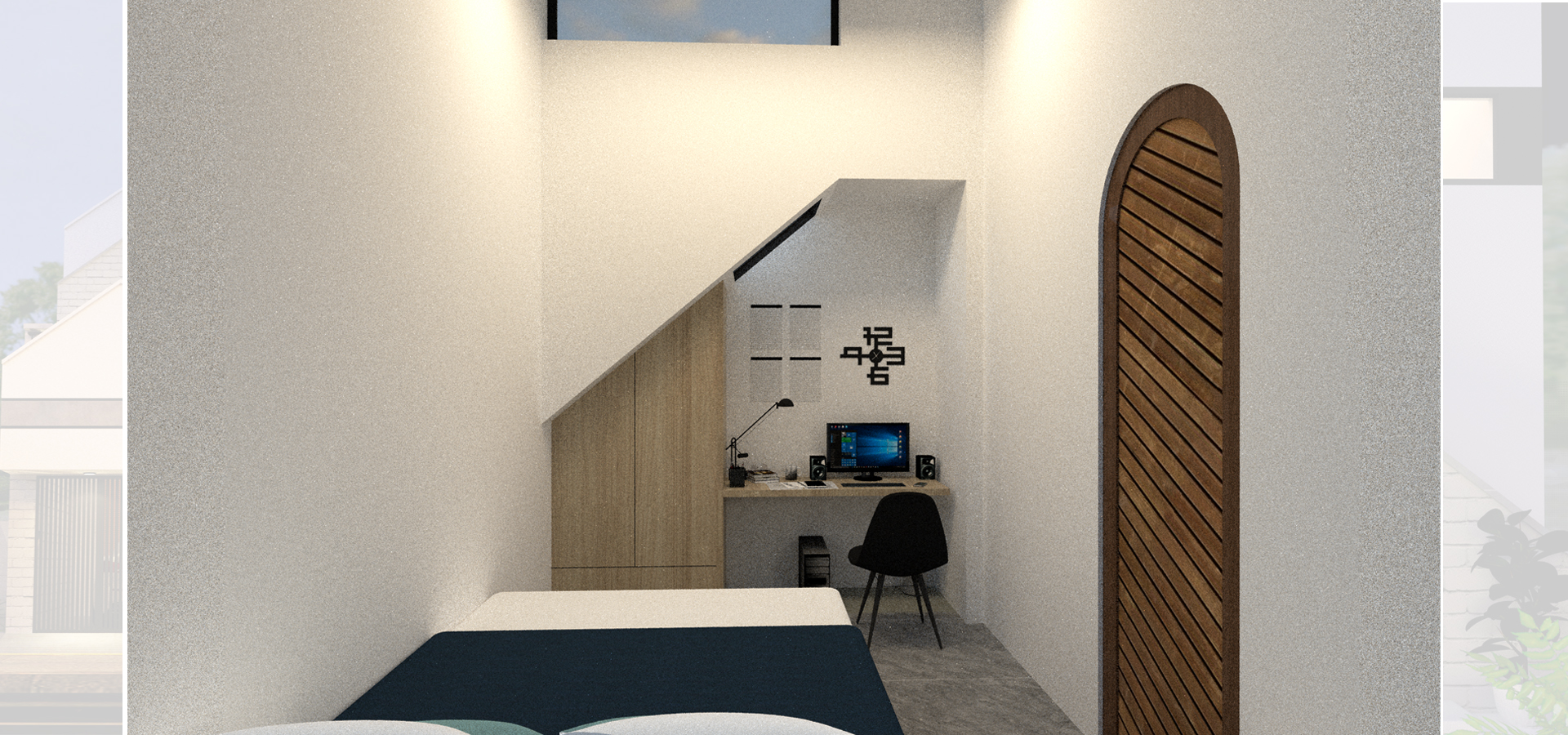 Phòng ngủ kết hợp không gian làm việc tiết kiệm không gian