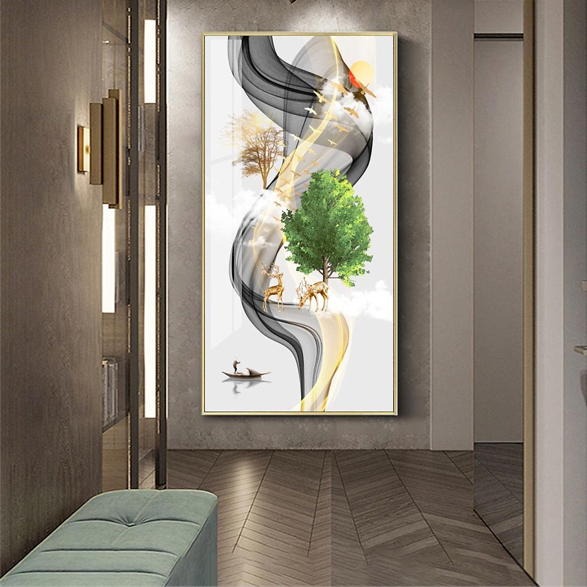 tranh tráng gương đối xứng đứng