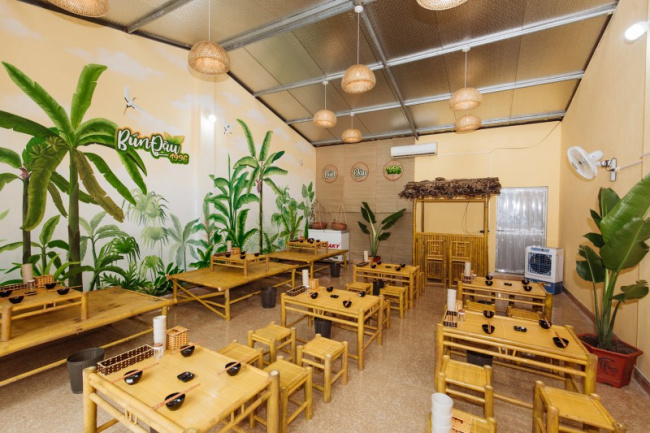 Mẫu Quán Bún Đậu Mắm Tôm Ở Bạc Liêu 300m2 nội thất tre nứa