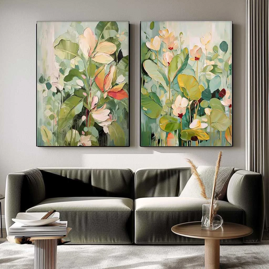 Mẫu tranh canvas tràn viền hoa lá tại Đà Nẵng HOT nhất 2024