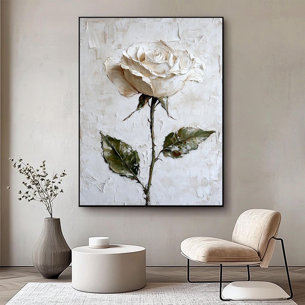 Mẫu tranh canvas tràn viền hoa lá tại Đà Nẵng HOT nhất 2026 4 Tranh canvas hoa hồng trắng tại quận Hải Châu