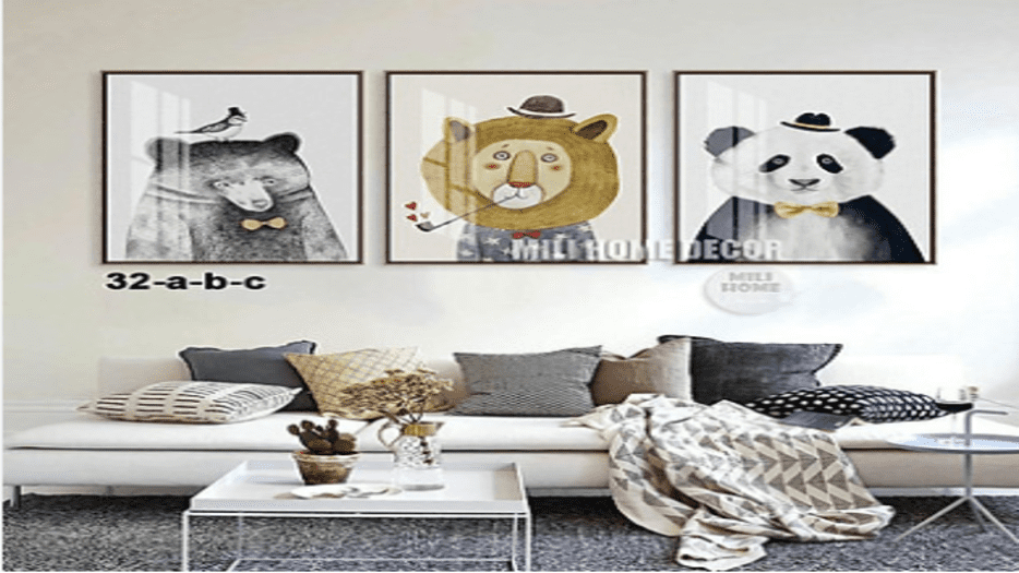 Bộ 3 ảnh tranh động vật treo tường tại Đà Nẵng