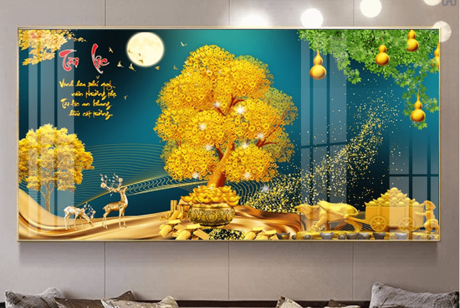 TOP 5 MẪU TRANH TRÁNG GƯƠNG TREO VĂN PHÒNG TẠI ĐÀ NẴNG BẠN KHÔNG NÊN BỎ LỠ 3 Tranh tráng gương cây kim tiền tại quận Cẩm Lệ