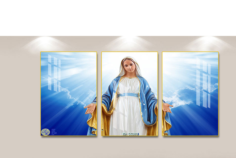 Bộ 3 Tranh Tráng Gương Treo Tường Tôn Giáo Chúa Giê-su Và Mẹ Maria