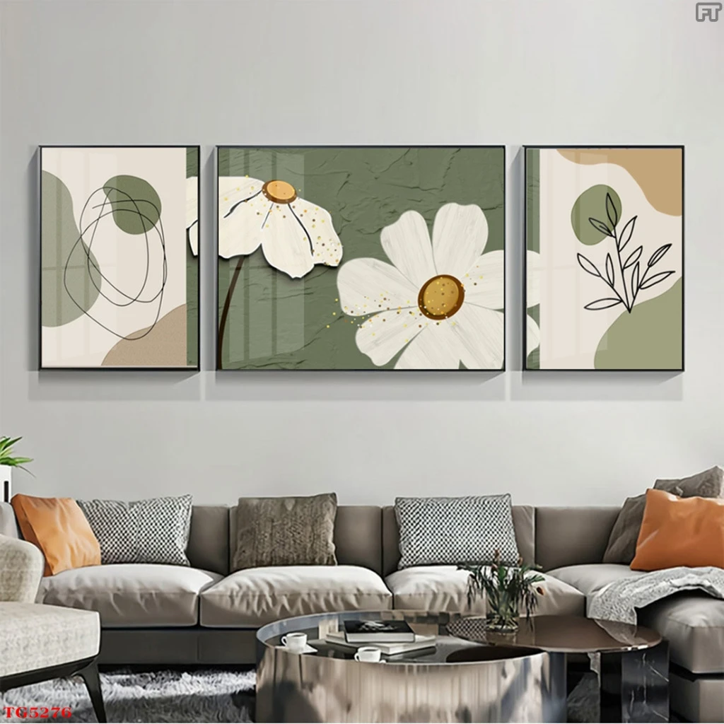 Bộ 3 Tranh Treo Tường Tráng Gương Cao Cấp Chủ Đề Hoa (3)