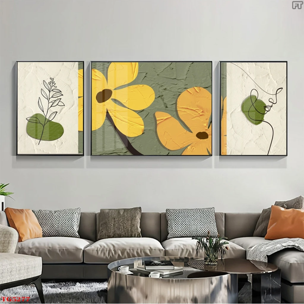 Bộ 3 Tranh Treo Tường Tráng Gương Cao Cấp Chủ Đề Hoa (4)