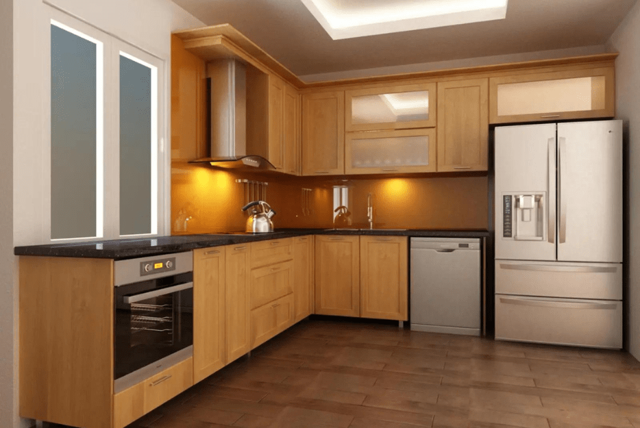 Mẫu tủ bếp gỗ đẹp hình chữ L tại quận Sơn Trà Đà Nẵng
