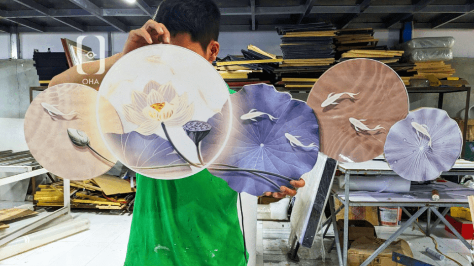 Tranh 3D LED Cửu Ngư Quần Hội May Mắn Trang Trí Phòng Khách