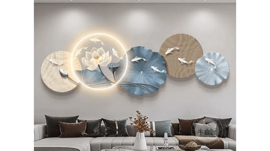 Tranh 3D LED Cửu Ngư Quần Hội May Mắn Trang Trí Phòng Khách