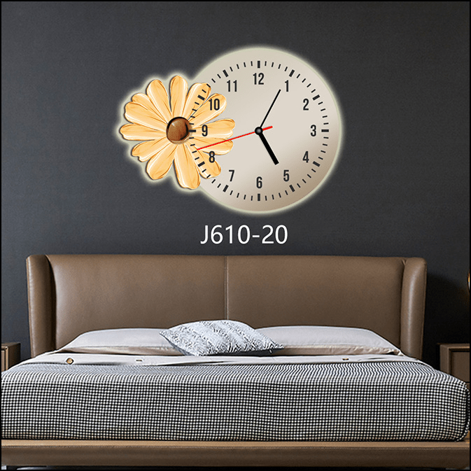 Tranh 3D LED Cắt Đồng Hồ Hoa Cúc