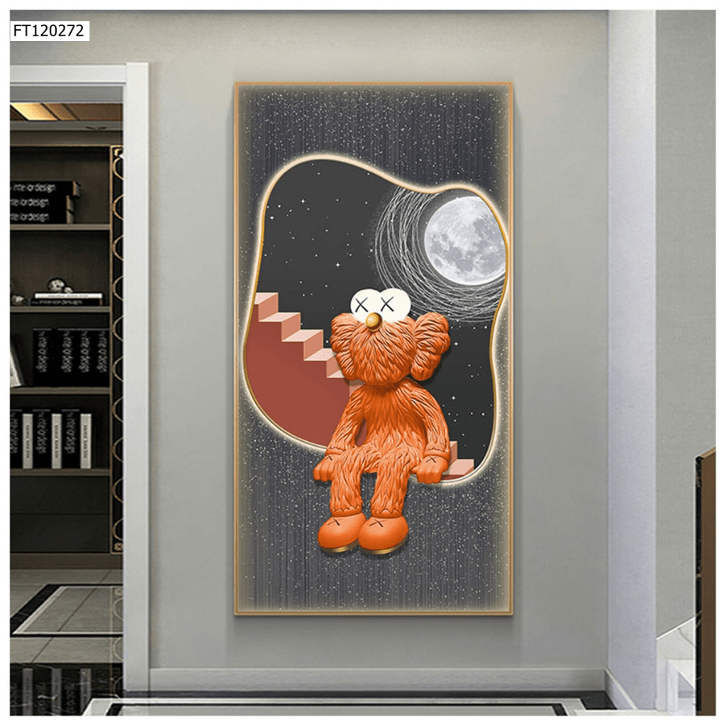 Tranh 3D Led Cắt Gấu Kaws Bearbrick Toy Tráng Gương Dọc (2) Tranh 3D Led Cắt Gấu Kaws Bearbrick Toy Tráng Gương Dọc