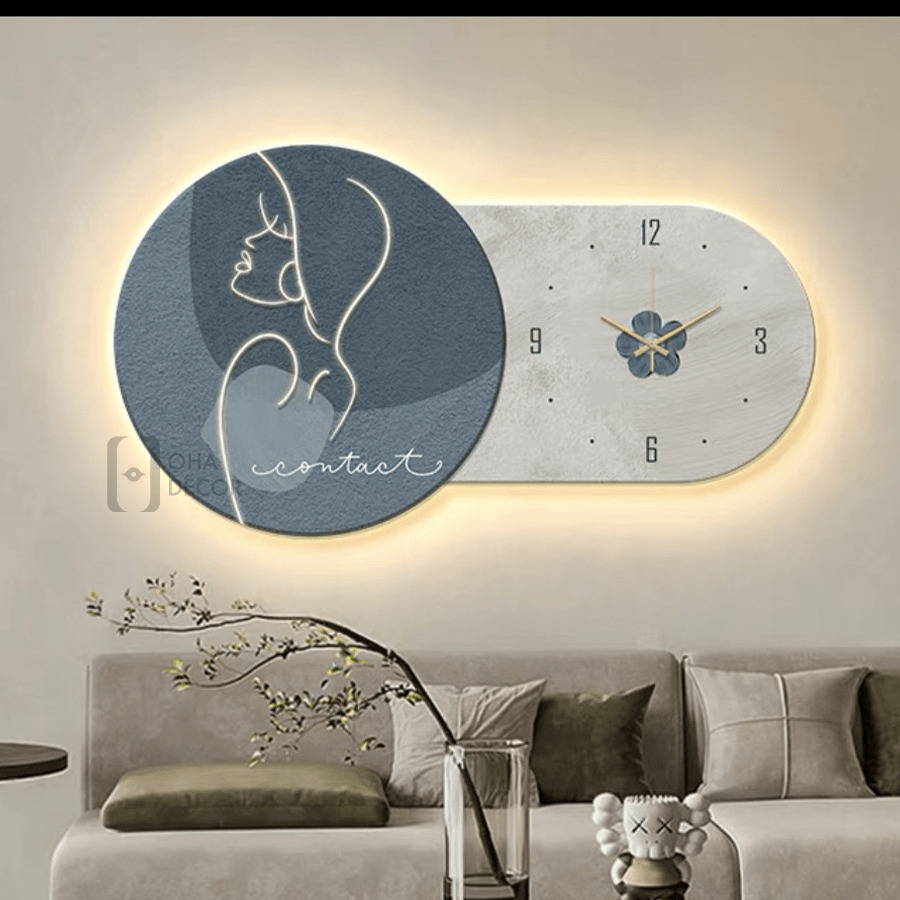 Tranh Cắt 3D Đèn LED Đồng Hồ Cô Gái