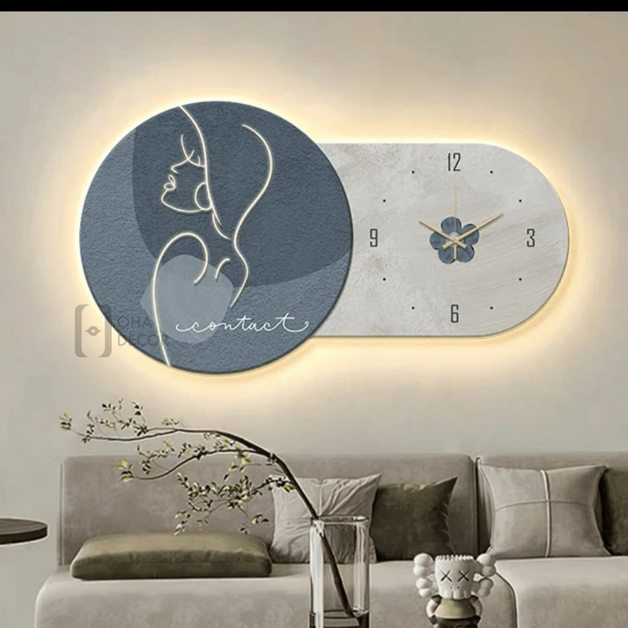 Tranh Cắt 3D Đèn LED Đồng Hồ Cô Gái