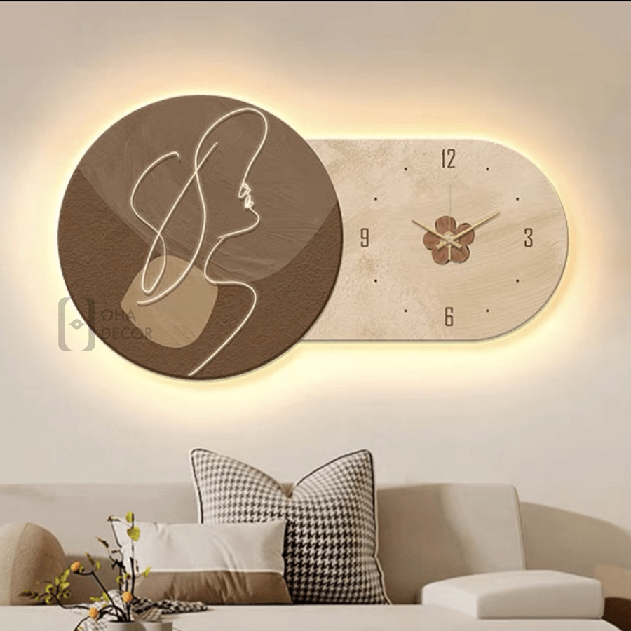Tranh Cắt 3D Đèn LED Đồng Hồ Cô Gái (3) Tranh Cắt 3D Đèn LED Đồng Hồ Cô Gái