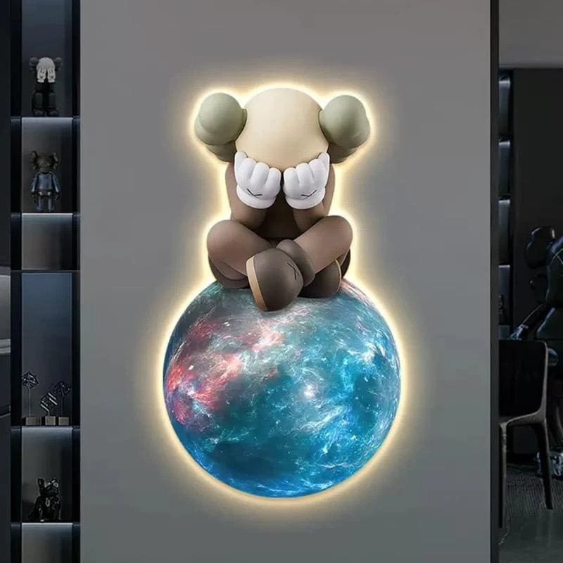 Tranh Cắt 3D LED Gấu Kaws BearBrick Trang Trí Phòng Khách Quán Tiệm Shop