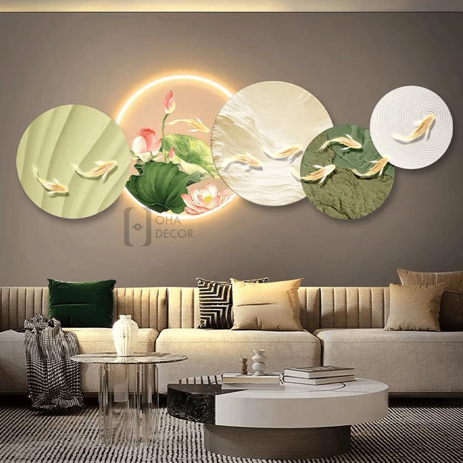 Tranh Cắt 3D LED Phong Thuỷ Hoa Sen Cửu Ngư Cá Chép (3) Tranh Cắt 3D LED Phong Thuỷ Hoa Sen Cửu Ngư Cá Chép