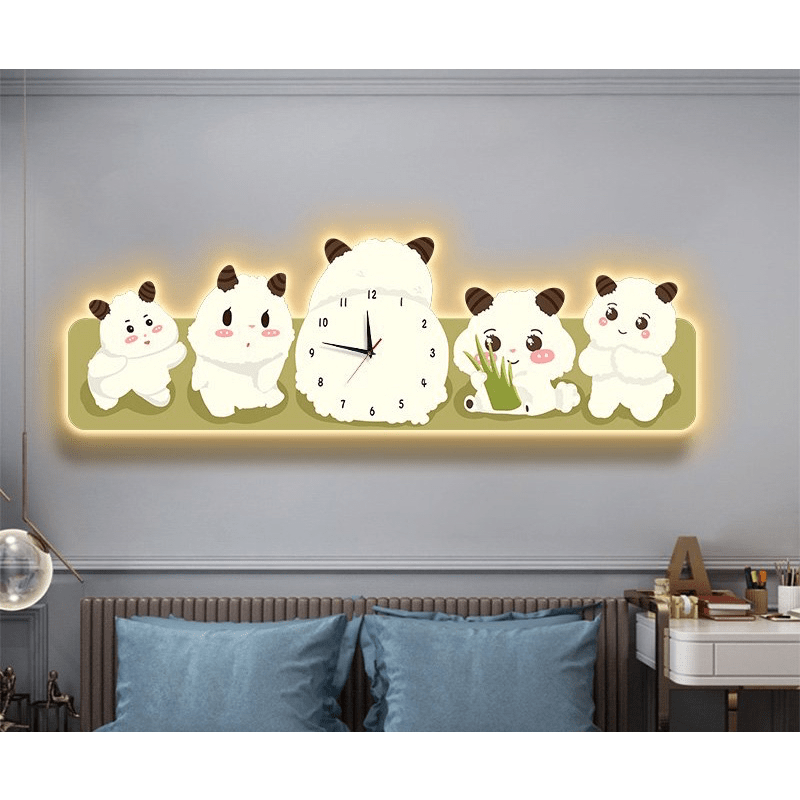 Tranh Đèn LED Cắt 3D Đồng Hồ Động Vật Hoạt Hình Cute (3) Tranh Đèn LED Cắt 3D Đồng Hồ Động Vật Hoạt Hình Cute