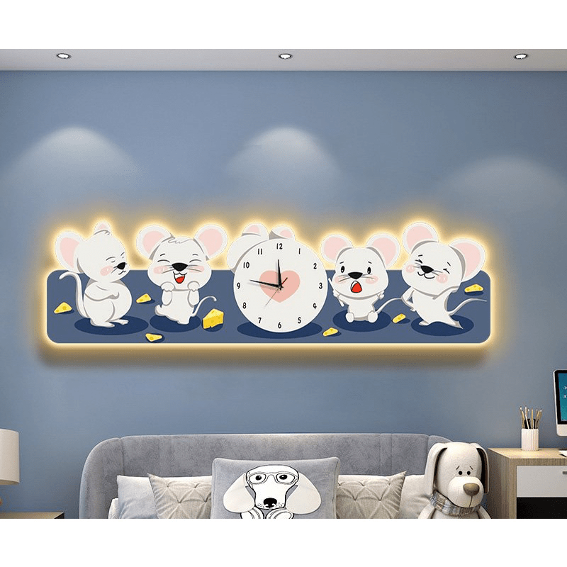 Tranh Đèn LED Cắt 3D Đồng Hồ Động Vật Hoạt Hình Cute (4) Tranh Đèn LED Cắt 3D Đồng Hồ Động Vật Hoạt Hình Cute