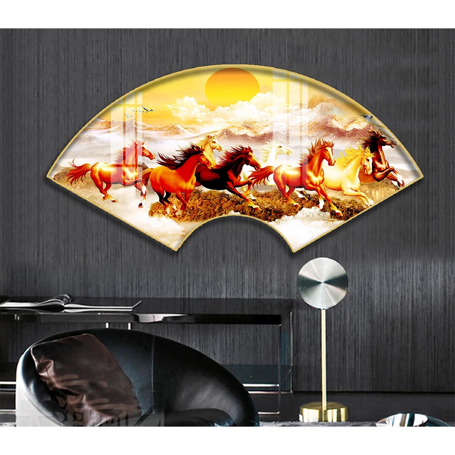 Tranh Quạt Treo Tường Tráng Gương Cao Cấp Mã Đáo Thành Công (5) Tranh Quạt Treo Tường Tráng Gương Cao Cấp Mã Đáo Thành Công