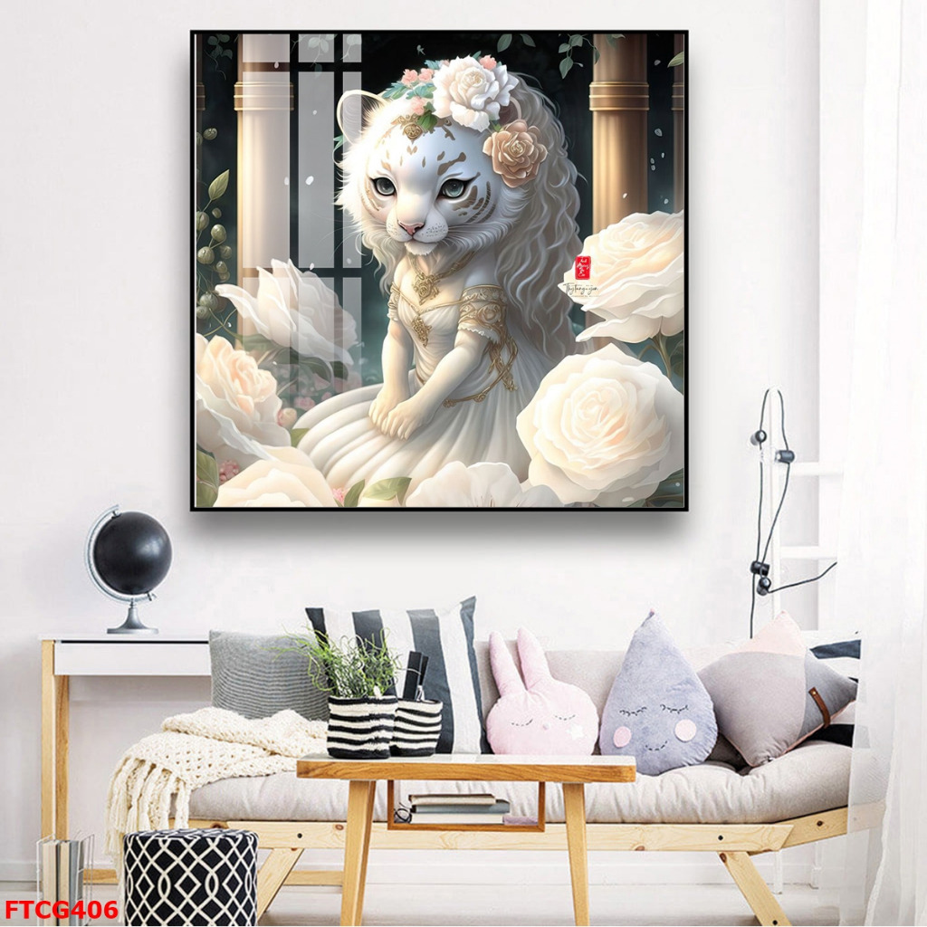 Tranh Tráng Gương 12 Con Giáp Mặc Váy