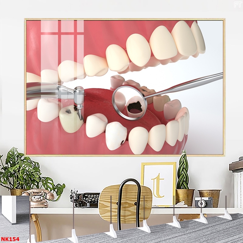 Tranh Tráng Gương Treo Tường Chủ Đề Hàm Răng nha khoa
