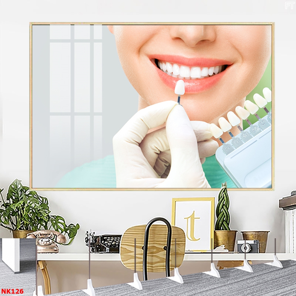 Tranh Tráng Gương Treo Tường Chủ Đề Hàm Răng cận cảnh hàm răng