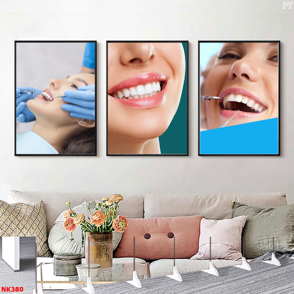 Tranh Tráng Gương Treo Tường Chủ Đề Hàm Răng minh hoạ quy trình làm răng