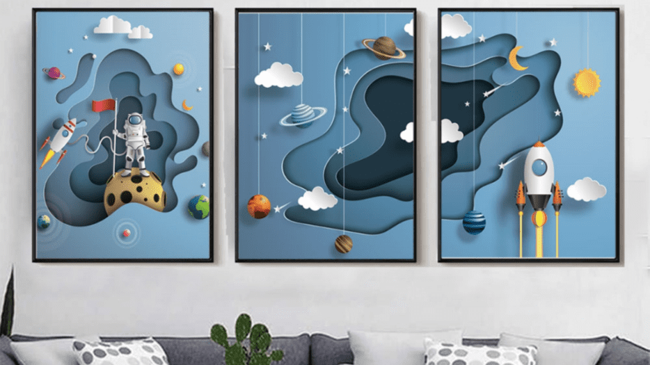 Bộ 3 Tranh Tráng Gương Treo Tường Phi Hành Gia Ngộ Nghĩnh Trang Trí Phòng Bé 5 Bộ 3 Tranh Tráng Gương Treo Tường Phi Hành Gia Ngộ Nghĩnh Trang Trí Phòng Bé