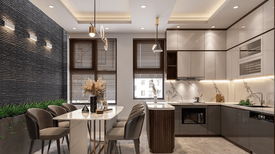 Bố trí bếp chữ L hợp phong thủy tại Sơn Trà Đà Nẵng